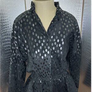 Black Polka Dot Peplum Jacket Size Small Vintage 80s 90s